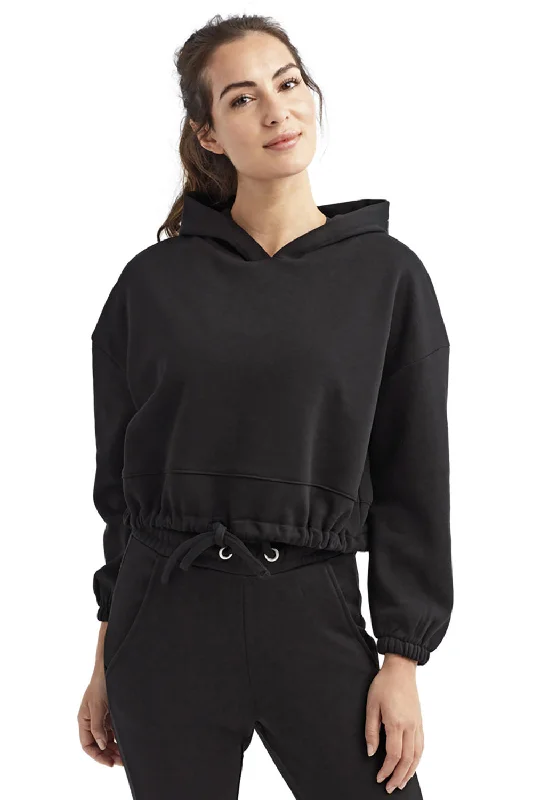 Every Deal is a Steal!TriDri Womens Maria Cropped Hooded Sweatshirt Hoodie - Black