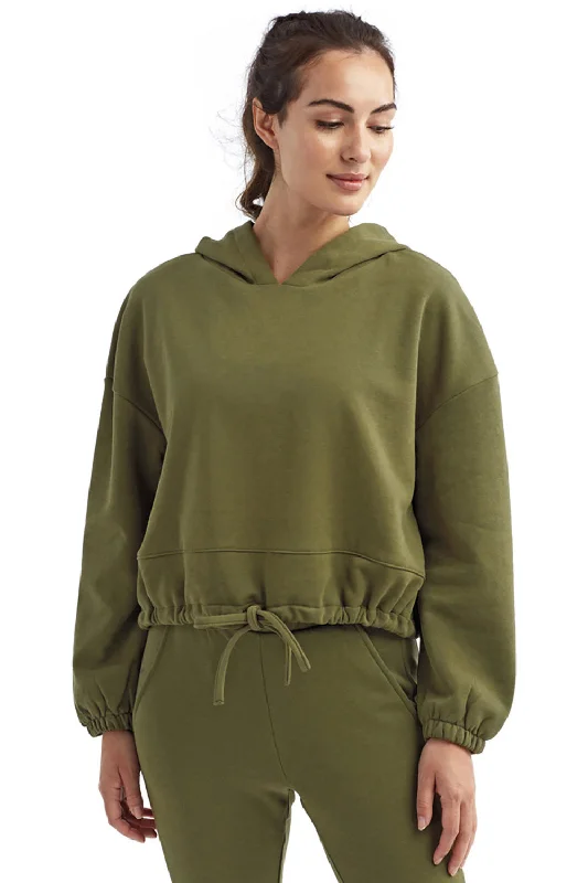 Hottest Discounts of the Year!TriDri Womens Maria Cropped Hooded Sweatshirt Hoodie - Olive Green