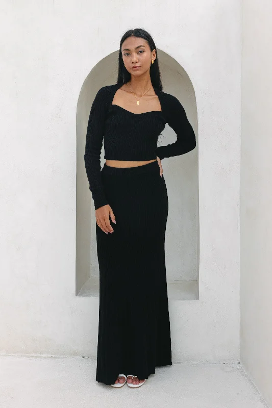 Buy More, Pay Less!Valerie Black Knit Maxi Skirt