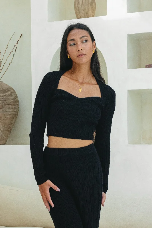Crazy Discounts Inside!Valerie Black Long Sleeve Knit Top