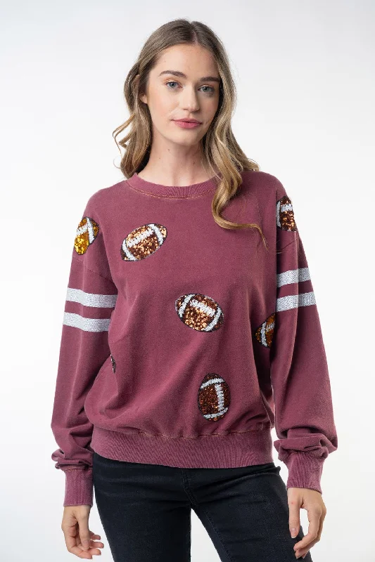 Today’s Deals, Tomorrow’s Regrets!White Birch Sequin Embellished Football Sweatshirt