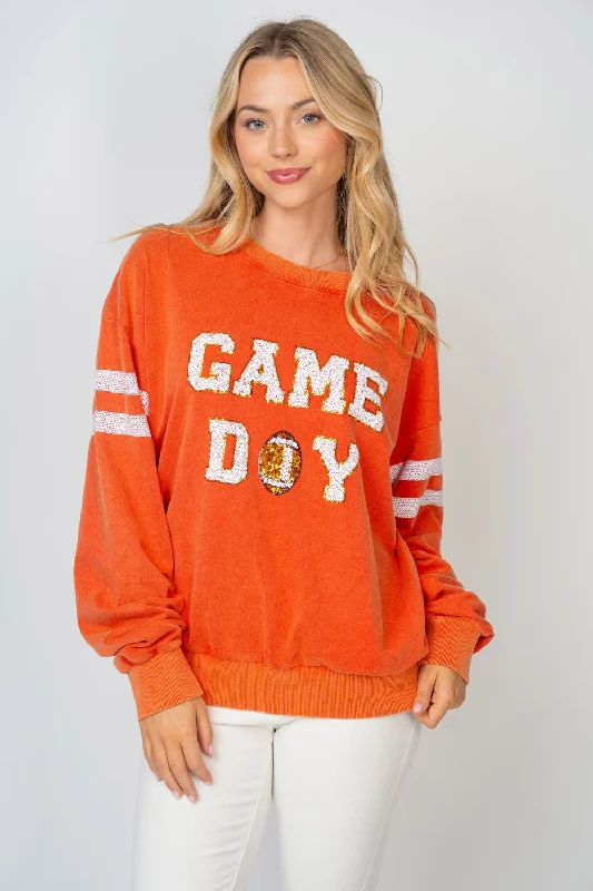 Unlock Huge Savings Now!White Birch  Sequin Embellished Game Day Sweatshirt