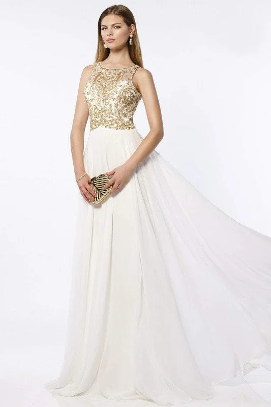 Best Price of the Season!Alyce Paris - Sleeveless Beaded Chiffon A-line Gown 6681