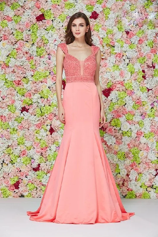 Today Only – Don’t Miss It!Angela & Alison - Bead Crusted Trumpet Gown - 1 pc Peach in Size 6 Available