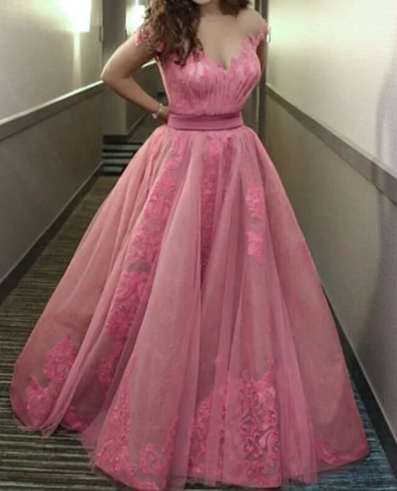 Today Only – Don’t Miss It!Beautiful Pink Prom Dresses Lace Cap Sleeves Sheer Neck    cg21844