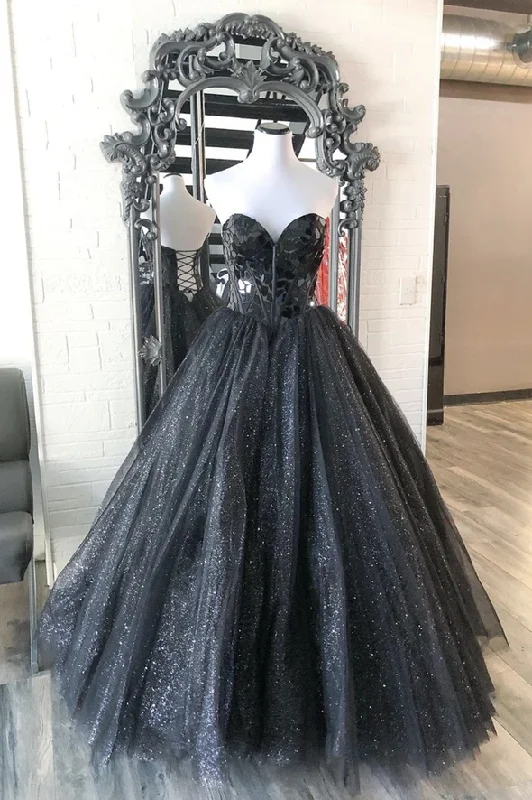 Your Wallet Will Thank You!Black tulle long A line prom dress black evening dress    cg21786
