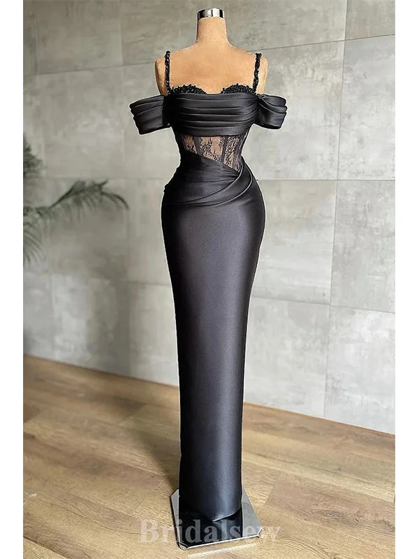 Exclusive Offers You’ll Love!Black Unique Satin Mermaid Long Party Vintage Women Prom Dresses, Evening Dress PD678