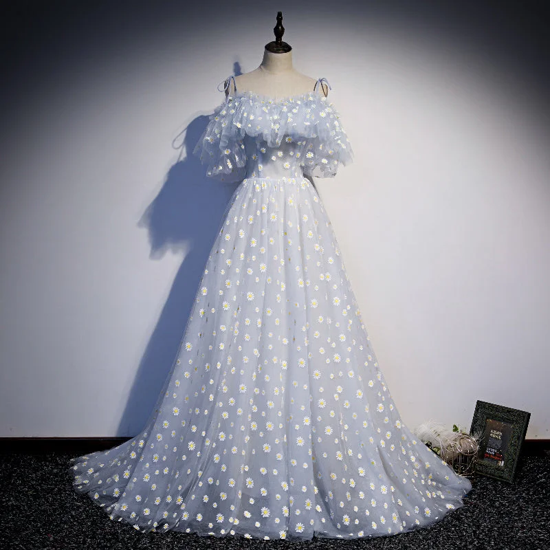 Enjoy Huge Discounts Now!BLUE TULLE LONG A LINE PROM DRESS BLUE EVENING DDRESS    cg21765