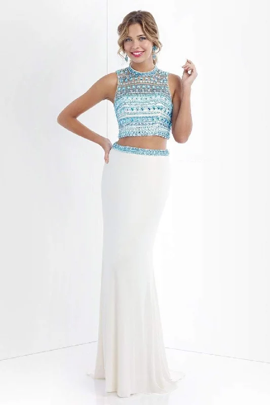 Biggest Sale of the Season!Blush - 11055 Crystal Encrusted Cropped Top Sheath Dress