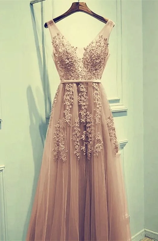 Only a Few Left – Order Now!champagne tulle bridesmaid prom dresses appliques    cg21839