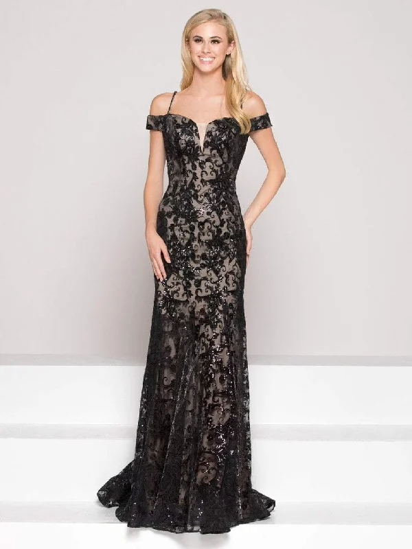 Bigger Savings, Better Shopping!Colors Dress - Iridescent Off-Shoulder Lace Sheath Gown 1951