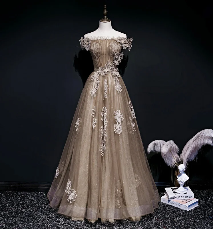 Seasonal Sale – Shop Now!CUTE TULLE LONG A LINE PROM DRESS CUTE EVENING DRESS    cg21760