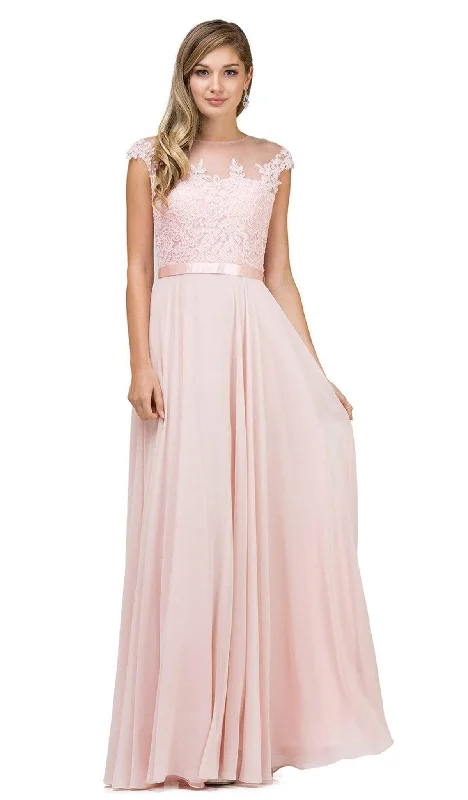 Incredible Savings Inside!Dancing Queen - Sheer Floral A Line Long Gown 2121 - 1 pc Champagne in Size S Available