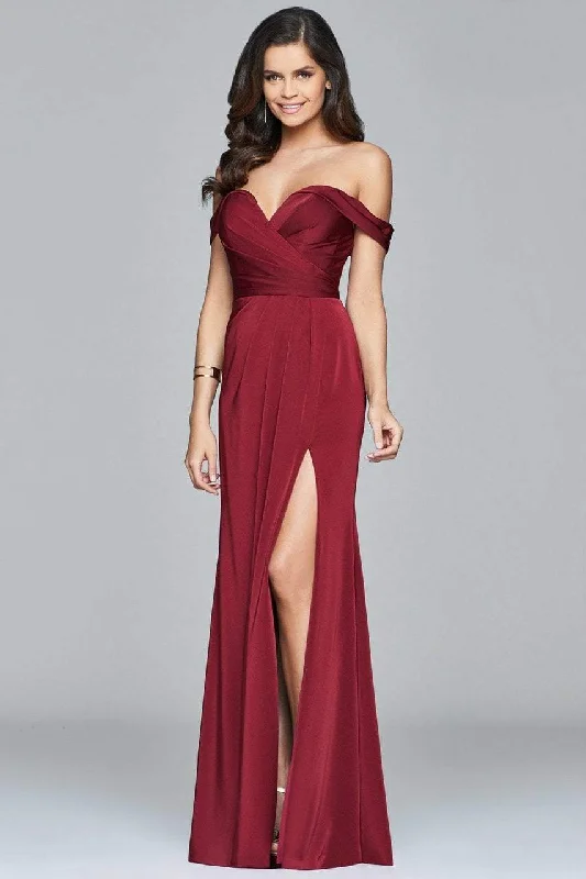 Huge Savings – Act Now!Faviana 8083 Draped Off Shoulder Ruched Evening Dress - 1 pc Black in Size 6 Available