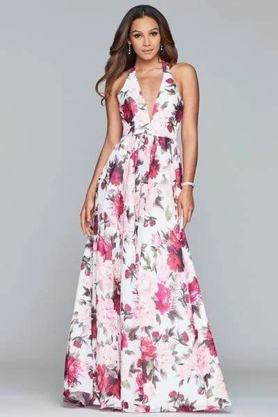Best Price of the Season!Faviana - Floral Halter A-Line Evening Gown S10278
