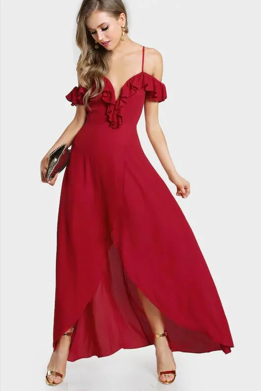 Save More with Every Purchase!Flounce Chiffon Prom Dress with Wrap Split vestido formal