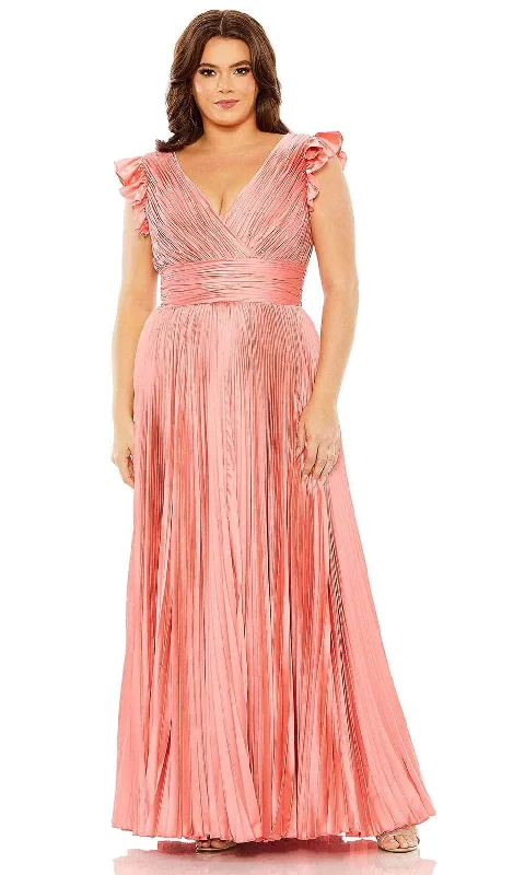 Save More When You Shop More!Mac Duggal 77006 - Flutter Sleeve Pleated Plus Size Prom Dress