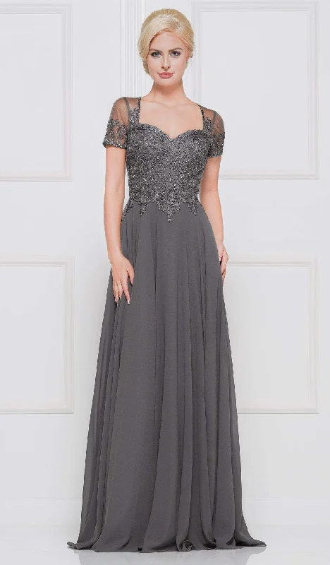 Every Deal is a Steal!Marsoni by Colors - M271 Short Sleeve Queen Anne Soutache Gown