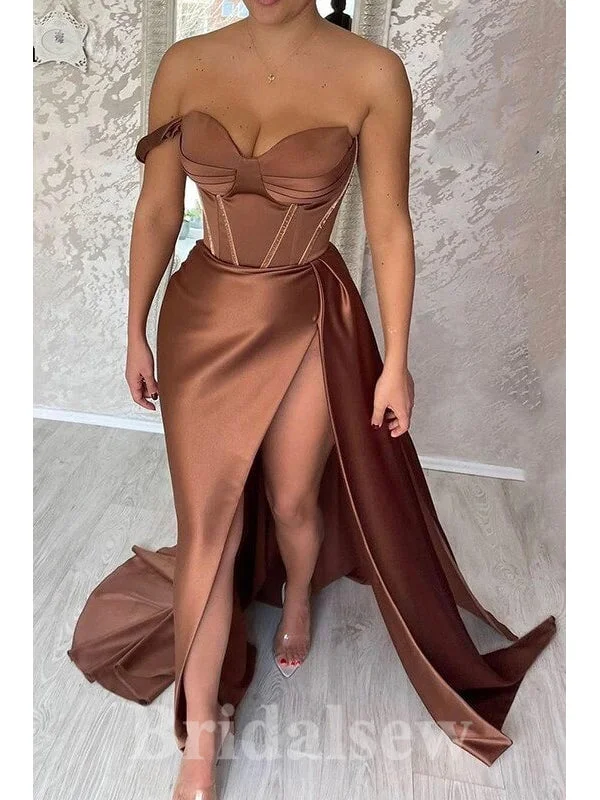Your Favorite Sale is Back!Mermaid Stylish Satin Real Made High Slit Long Party Women Evening Prom Dresses PD690