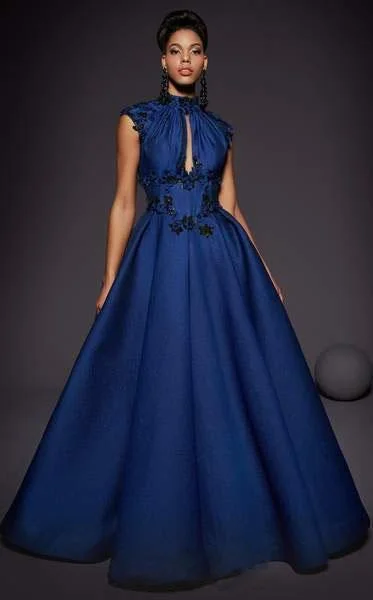 Unlock Huge Savings Now!MNM Couture - 2444 Floral Applique High Neck Ballgown With Train