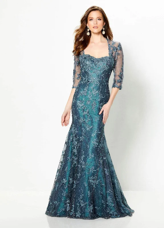 Your Best Deals Are Here!Montage by Mon Cheri - 219979 Embroidered Lace Illusion Trumpet Dress