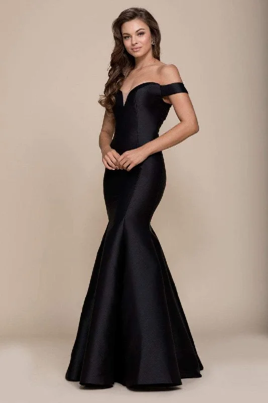 Best Deals Just for You!Nox Anabel Plunge Detailed Off Shoulder Mikado Trumpet Gown C004 - 1 pc Burgundy in Size XL Available