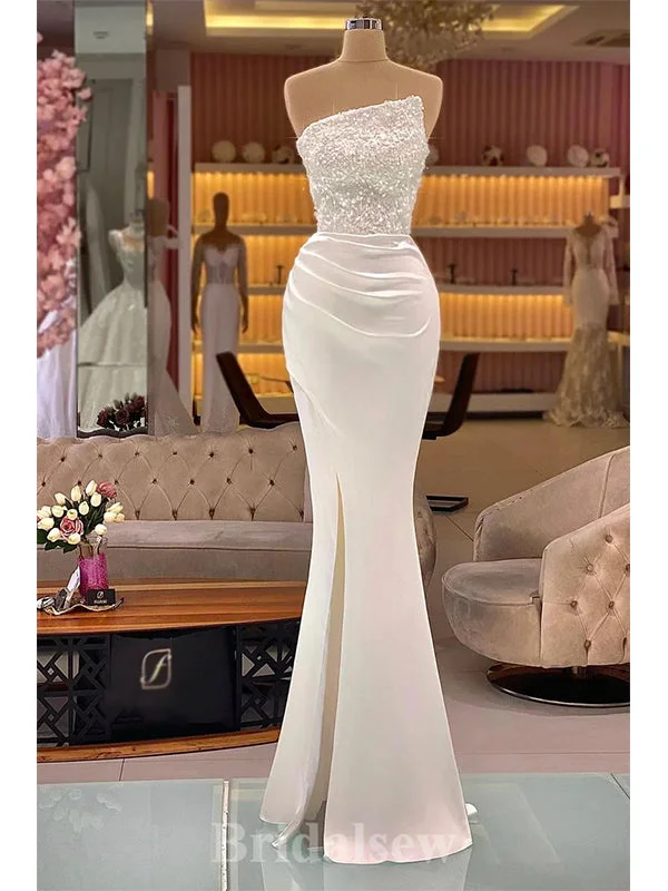 Hurry, Sale Ends Soon!Off White Sequin Elegant Mermaid Unique Long Party Women Prom Dresses, Evening Dress PD675