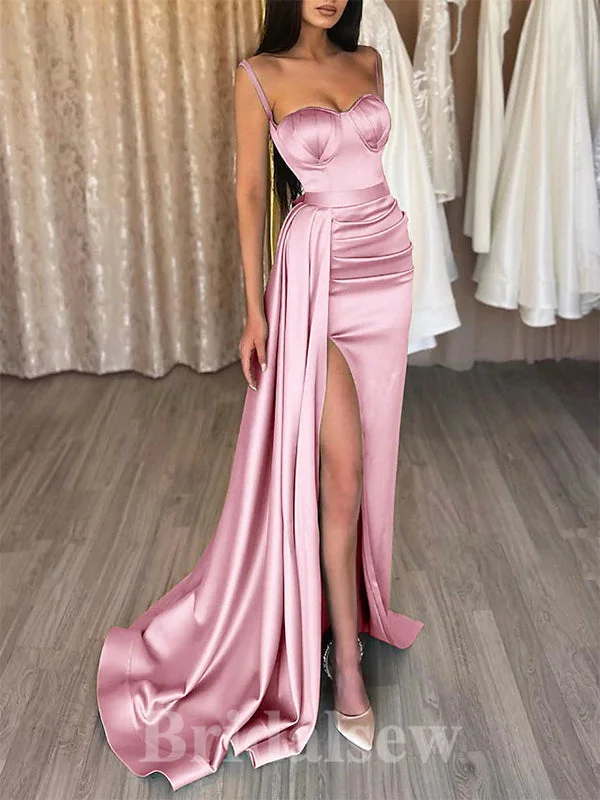 Score Big Savings Today!Pink Satin Popular Modest Mermaid Elegant Long Party Women Evening Prom Dresses PD686