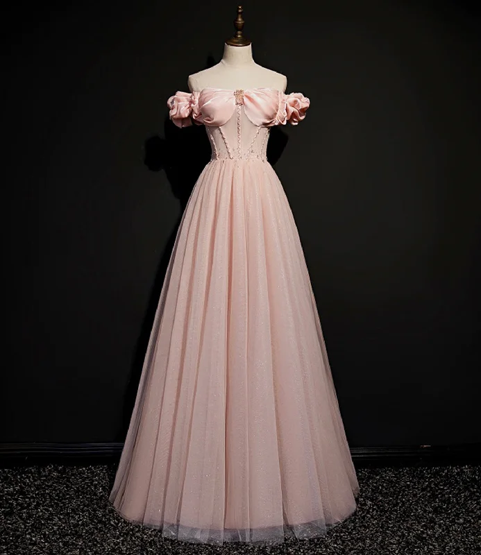 Grab Yours Before It’s Too Late!PINK TULLE LONG A LINE PROM DRESS PINK EVENING DRESS    cg21761