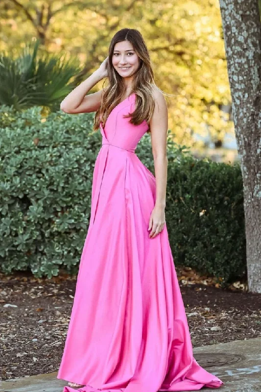 Special Offer – Act Fast!SIMPLE PINK SATIN LONG PROM DRESS PINK SATIN LONG EVENING DRESS    cg21803
