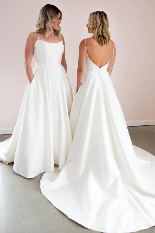 Snag the Best Prices Now!Simple white satin long prom dress white formal dress    cg21799