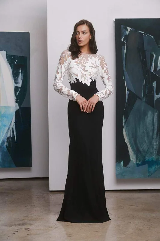 Exclusive Savings This Week!Tadashi Shoji - Long Sleeve Embroidered Sheath Dress - 1 pc Black/Nude In Size 8 Available