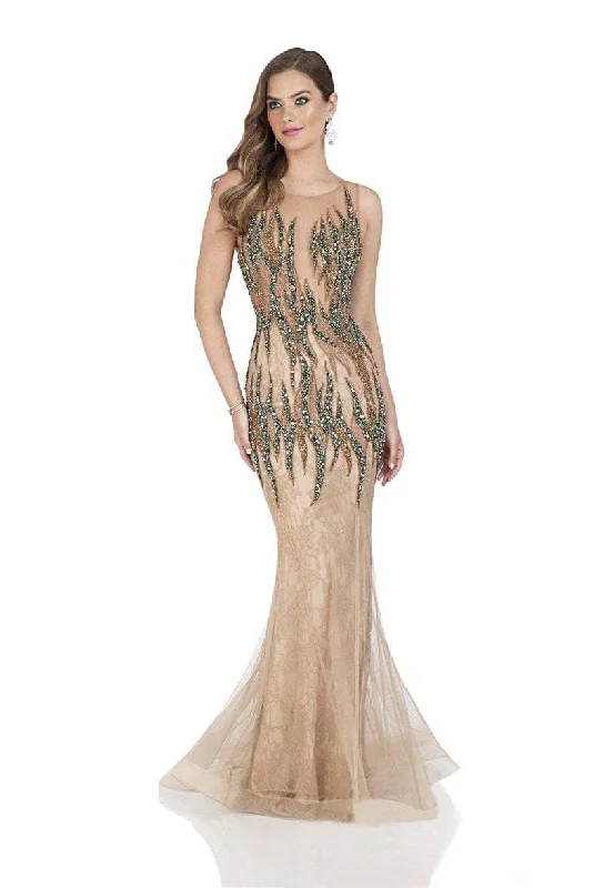 Save Like Never Before!Terani Couture - Bedazzled Illusion Bateau Trumpet Dress 1612GL0511