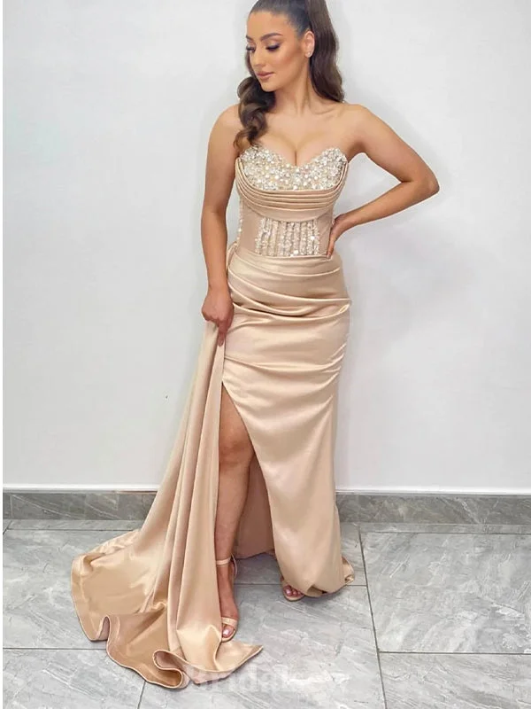 The Best Deals Won’t Wait!Unique Design Mermaid Modest Satin Glitter Long Party Women Evening Prom Dresses PD692