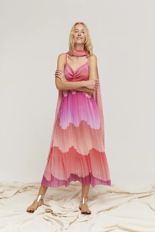 Your Discount is Waiting!AM Pink Reims Pleated  Dress