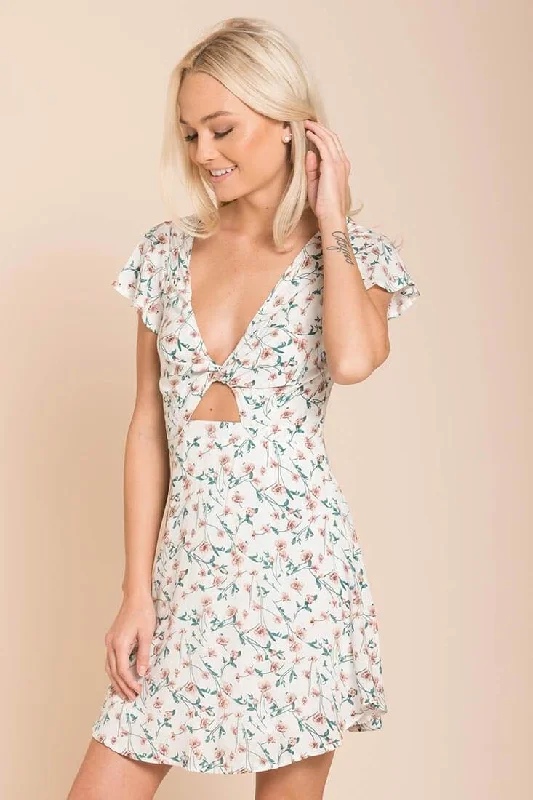 Price Drop Alert!Ayleen Floral Peek-A-Boo Dress White