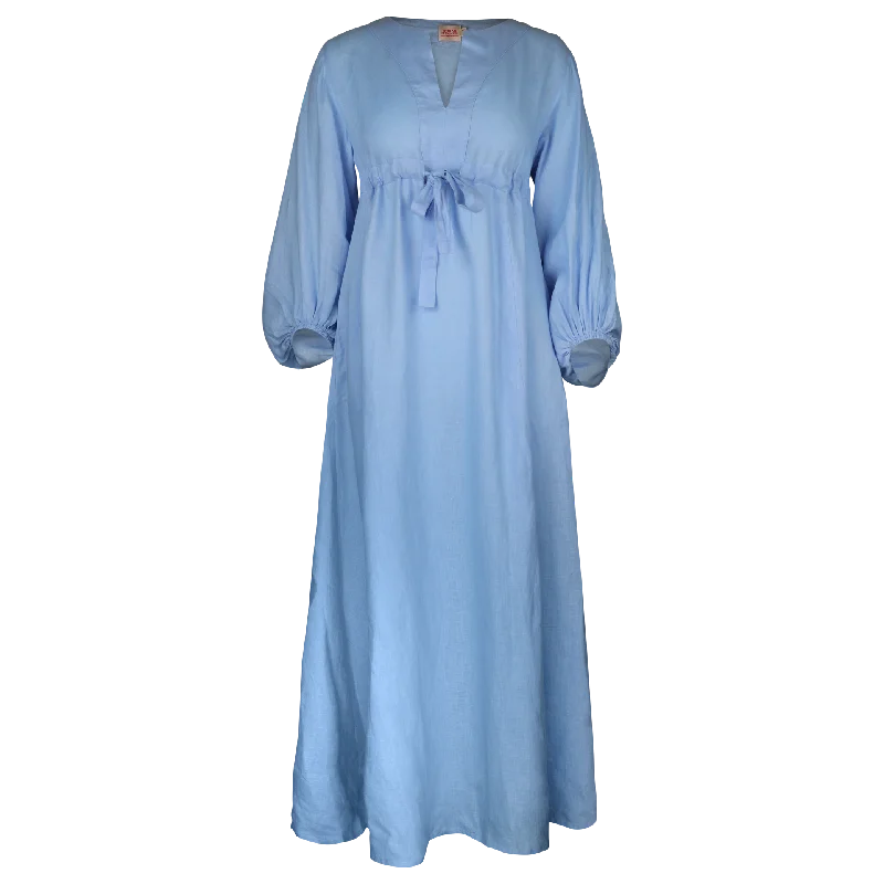 Your Shopping Spree Starts Here!Betsy Fancy Slve Sky Blue Maxi  Dress
