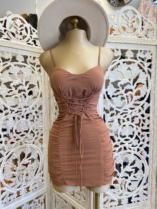 Get the Best for Less!Brown Tie Waist Dress