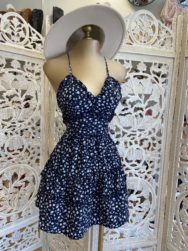 Sale Alert – Get Ready to Shop!Dark Blue Flowy Floral Dress