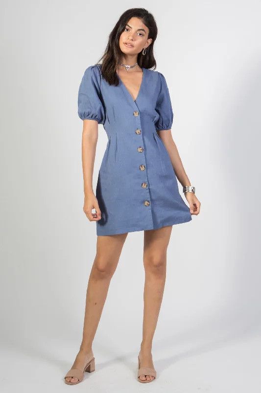 Score Huge Discounts Today!Denim Puff Sleeve Dress