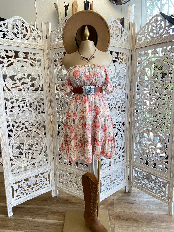 Your Wallet Will Thank You!Floral Pff Shoulder Dress