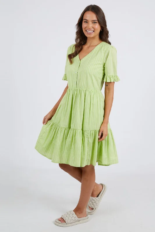 Your Favorite Items on Sale Now!Hailey Keylime Stripe Tiered Dress