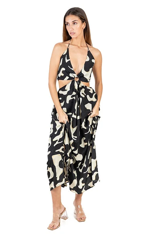 Massive Price Cuts!Sierra Blk/Cream Long Dress