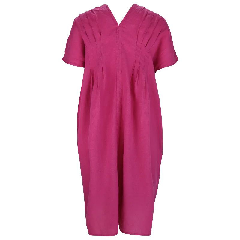 Time to Snag a Bargain!Laura V-neck Pleat Dress Fuschia 23