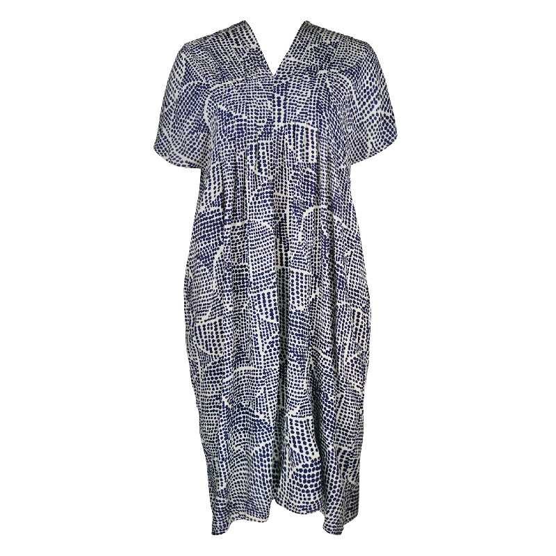 Get Ready to Save!Laura V-neck Pleat Navy Abs Circle Dress