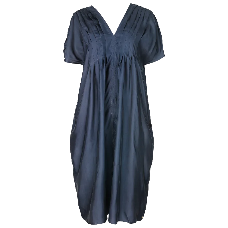 Huge Savings – Act Now!Laura V-neck Pleat Navy Dress