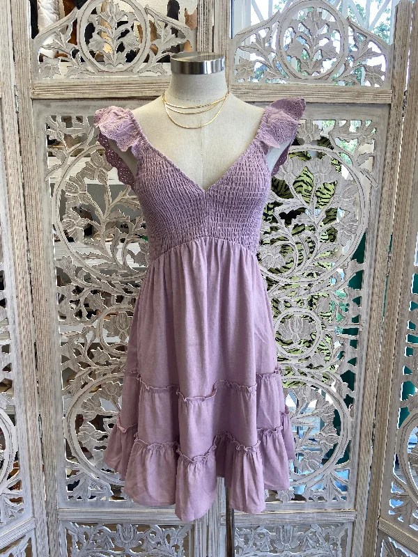 Best Deals Just for You!Lavender Eyelet Sleeve Dress