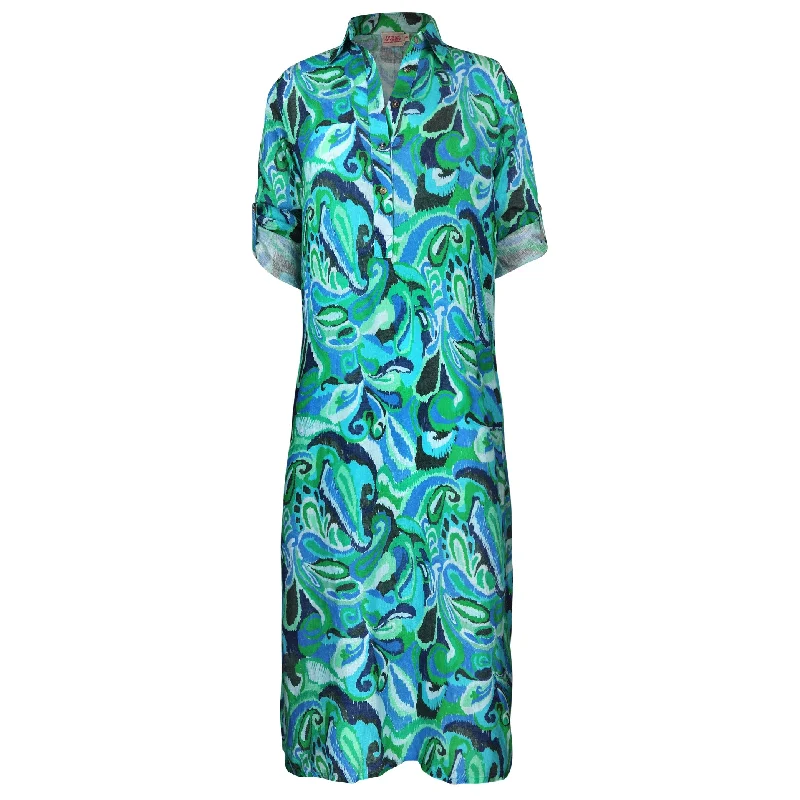 Save Like Never Before!Libby Maxi S/Dress Blue/Grn Paisley