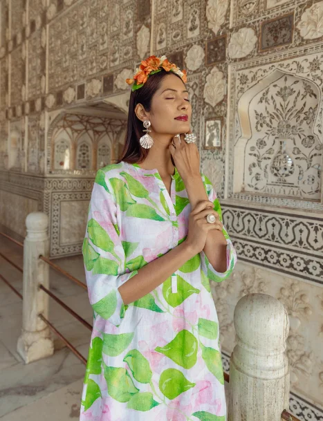 Flash Deals – Act Quickly!NOLOGO Lime leaf classic tunic linen dress