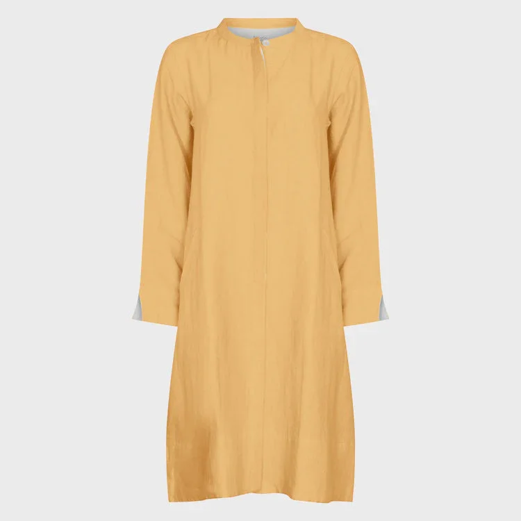 Save More When You Shop More!NOLOGO Super mix gold linen coat dress